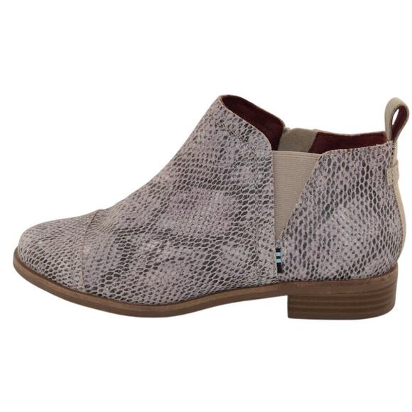 Snake Skin Suede Booties - Toms Women's Ankle Boots Zip - Stylish Stretch Design - Picture 1 of 10